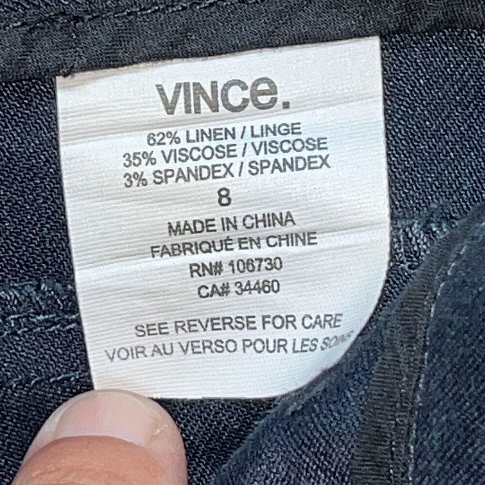 Vince Linen Blend Cargo Pocket Ankle Pants Women's Size 8 Navy Blue - Picture 5 of 15